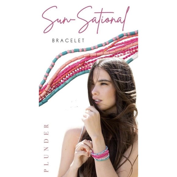 Plunder Design Fashion Jewelry Sun Sational Seed Bead Pink Turq Magnet Bracelet - Picture 1 of 9